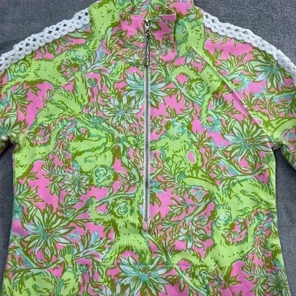Lilly Pulitzer Sweatshirt Women XXS UPF 50+ Skipper Popover Chimply Chic Monkeys - Picture 4 of 12